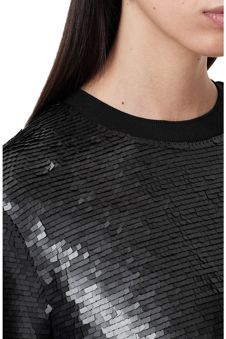 Jaya Sequin Long Sleeve Shift Minidress, Alternate, color, BLACK