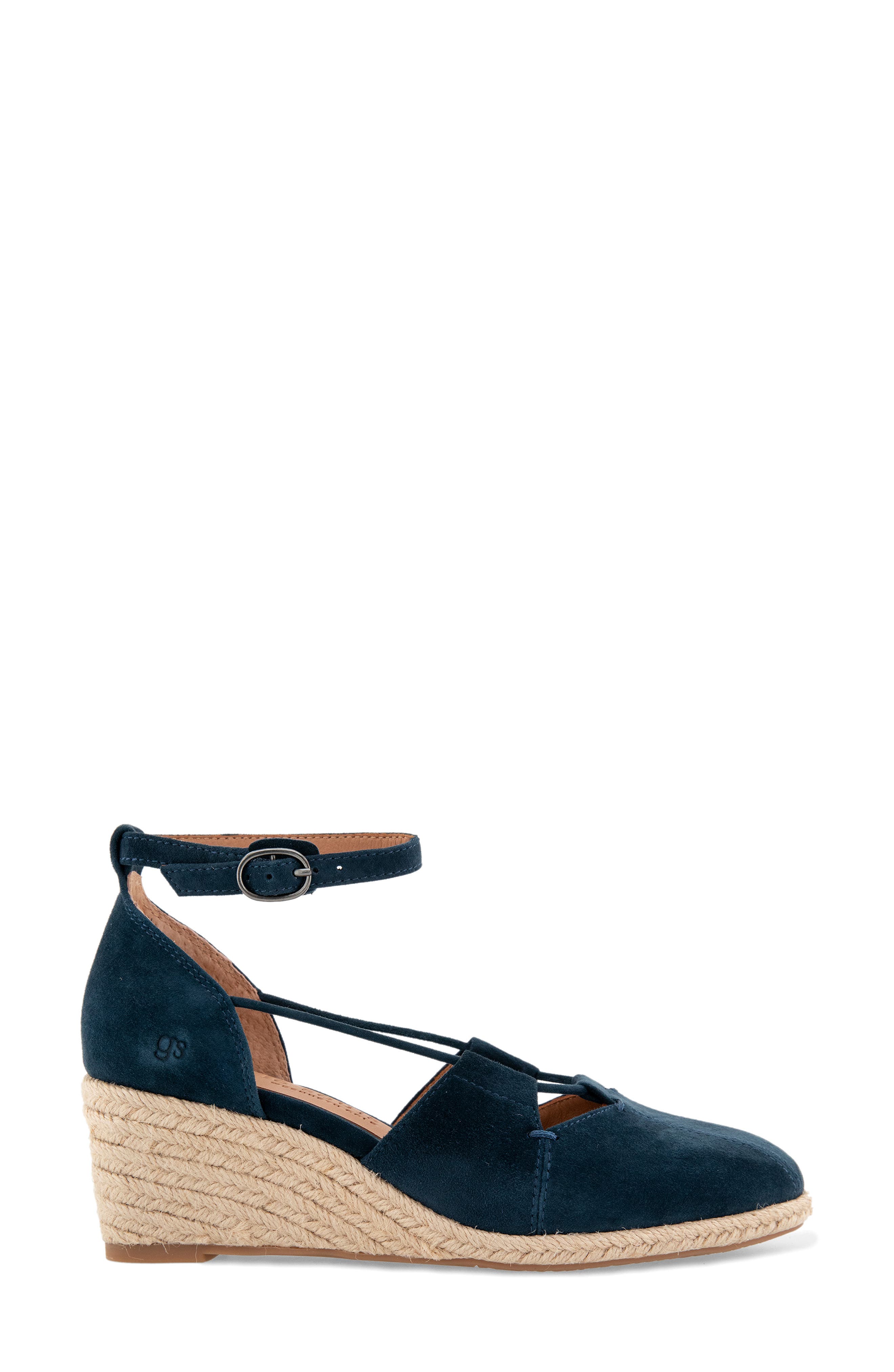 Ori Ankle Strap Platform Wedge Espadrille, Alternate, color, NAVY SUEDE