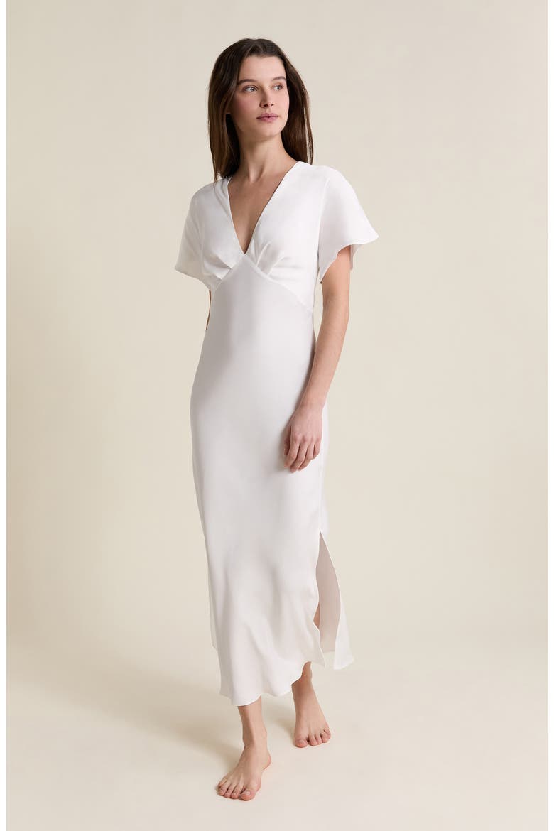 Marry Me Satin Maxi Nightgown, Alternate, color, WHITE