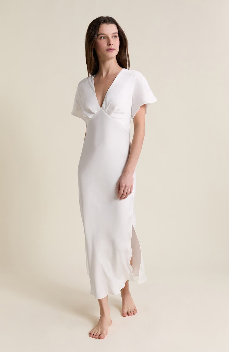 Etam Marry Me Satin Maxi Nightgown, Alternate, color, White