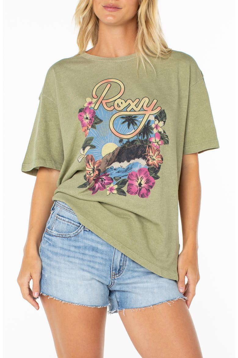 Surfin' Oversize Graphic T-Shirt, Main, color, SAGE