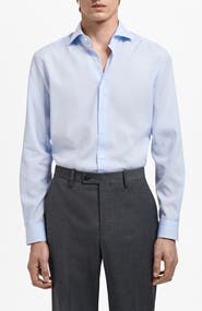 MANGO Slim Fit Cotton Poplin Button-Up Shirt