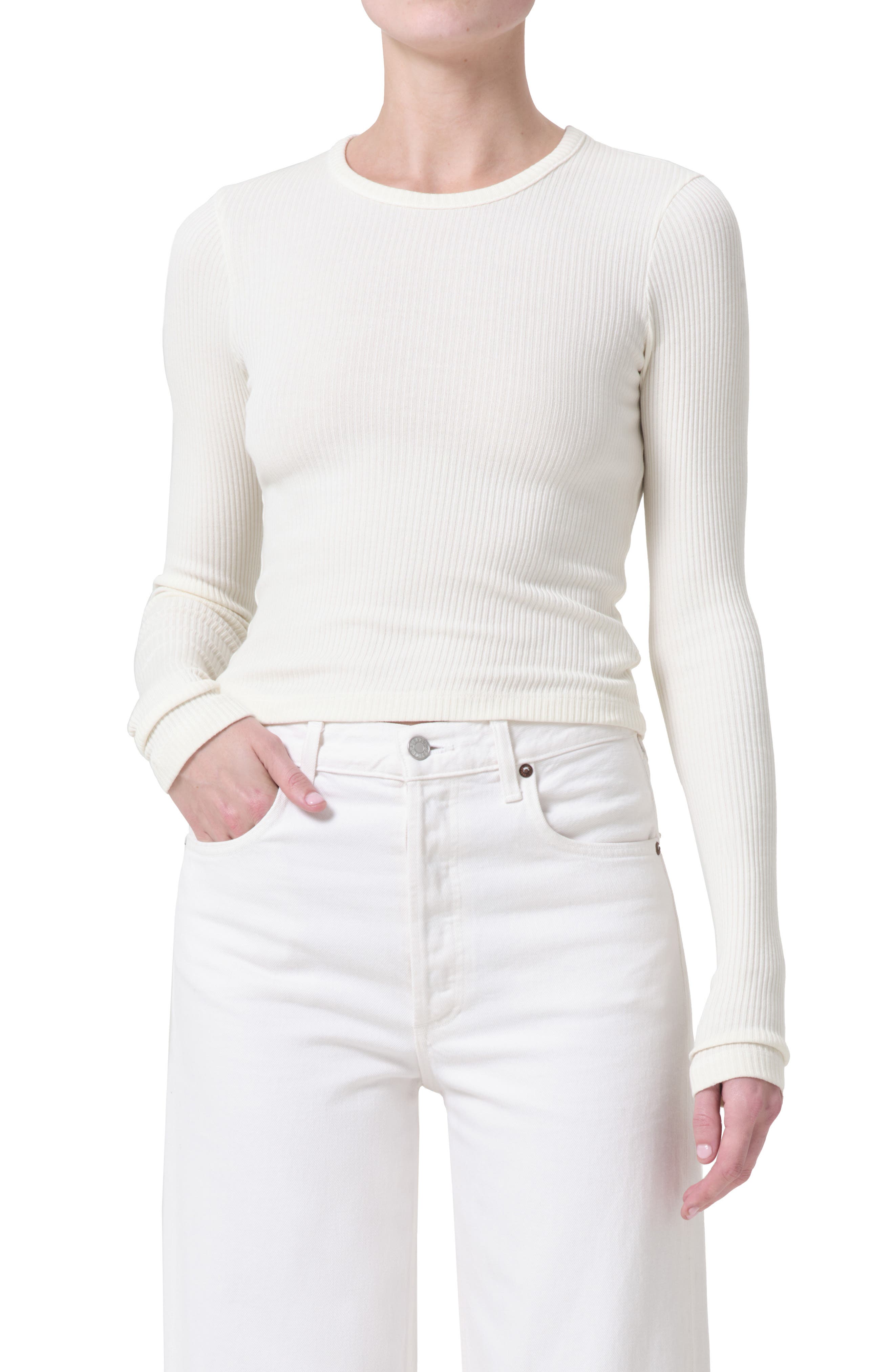 AGOLDE Alma Shrunken Long Sleeve Rib Top