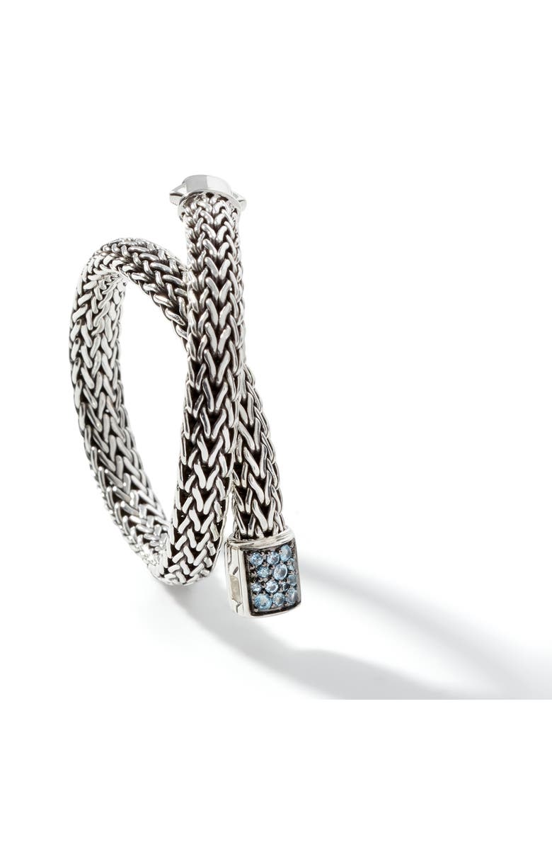 John Hardy Reversible Icon Bracelet, Sterling Silver, Pavé, 6.5mm, Alternate, color, Black Sapphire/ Blue Topaz