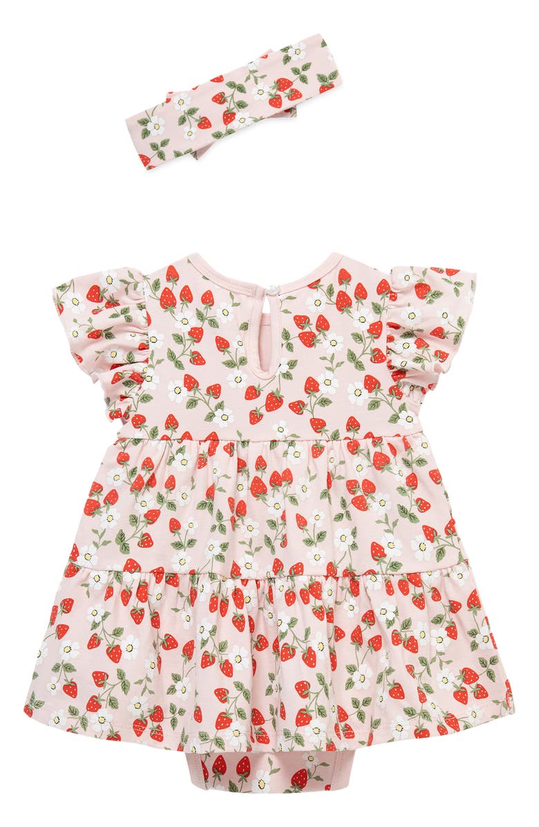 Little Me Strawberry Skirted Bodysuit & Headband Set, Alternate, color, Pink