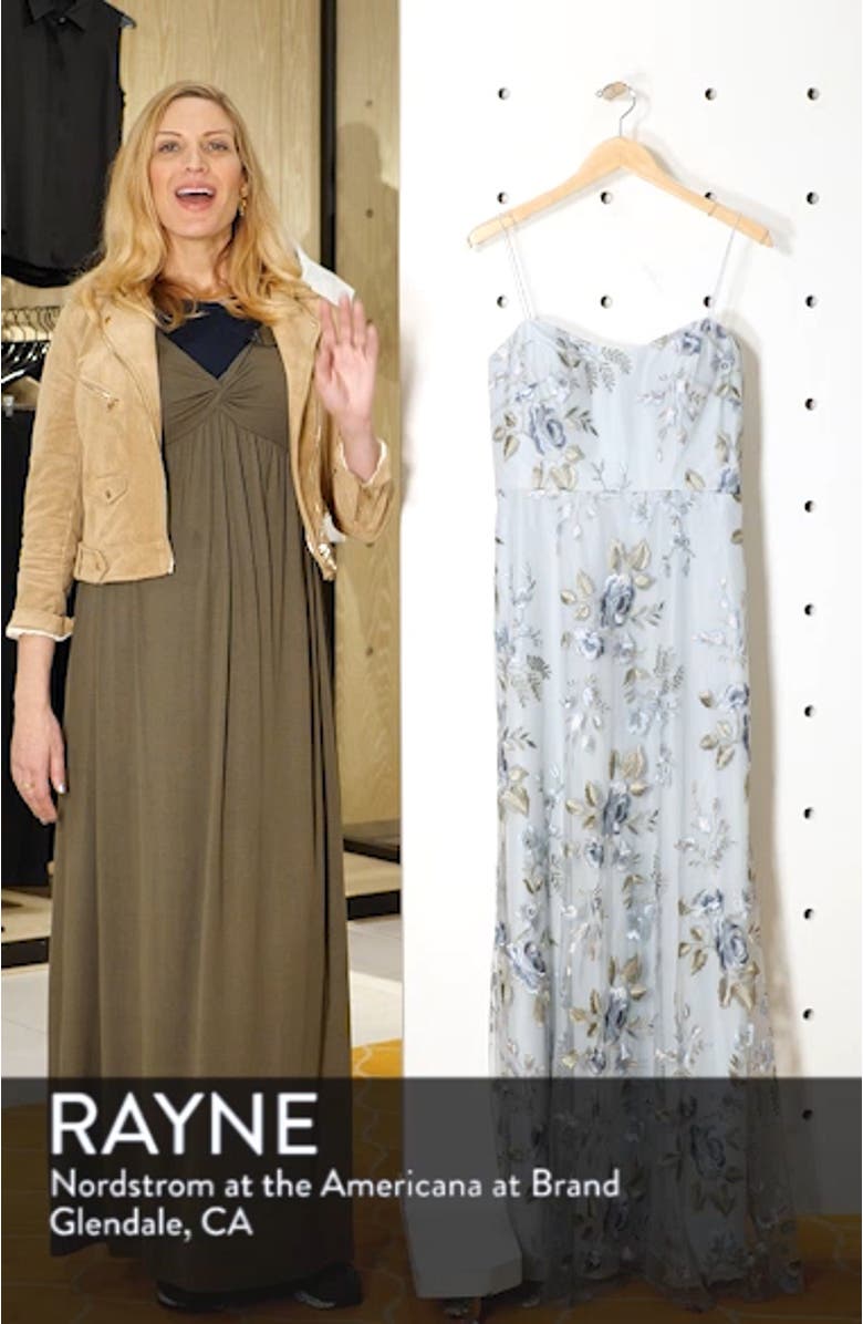 Drew Floral Embroidered Tulle Evening Dress, sales video thumbnail