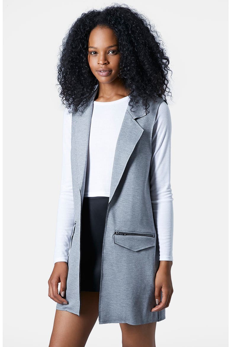 Long Utility Vest, Main, color, GREY