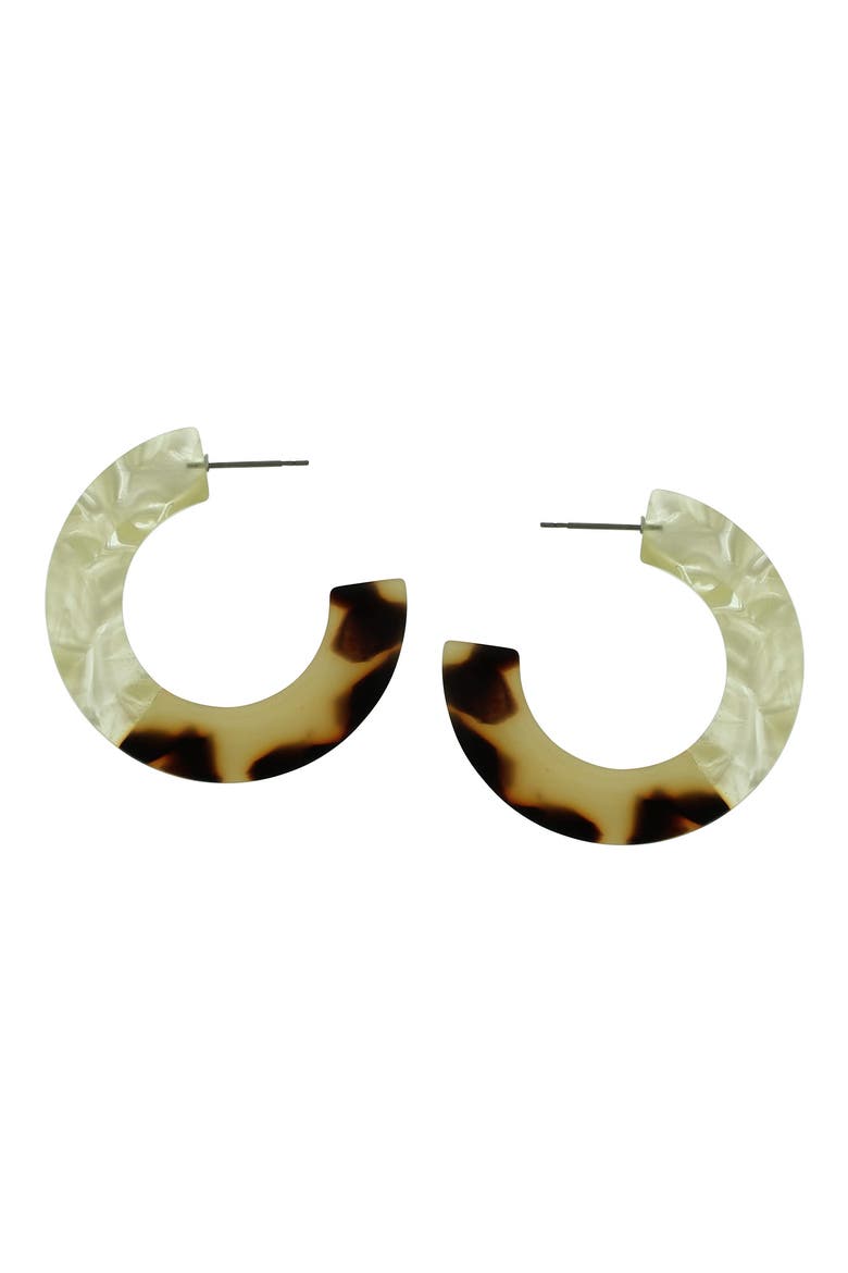 Drew Mixed C Hoop Earrings, Main, color, BROWN