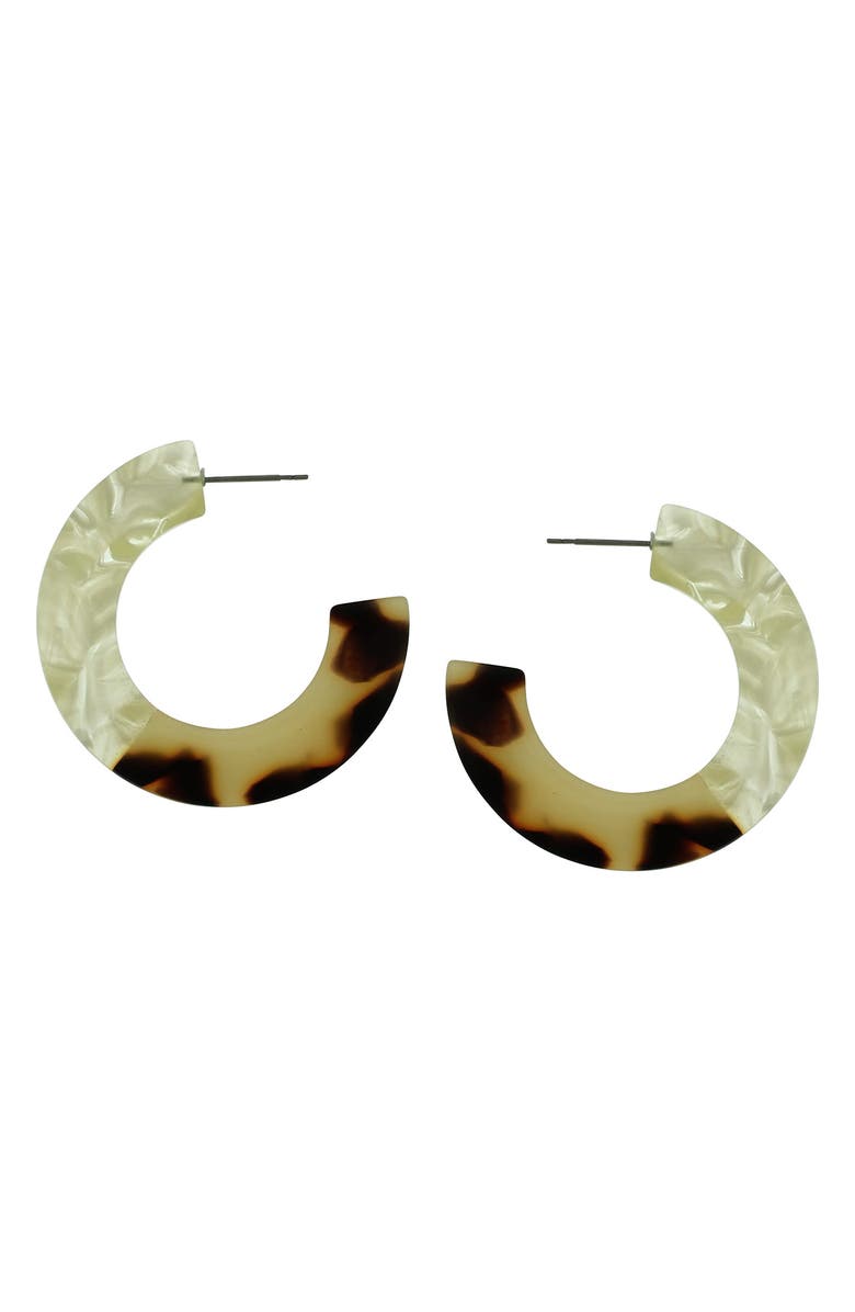 OLIVIA WELLES Drew Mixed C Hoop Earrings, Main, color, Brown / Ivory