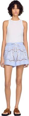 SANDRO Embroidered cotton shorts