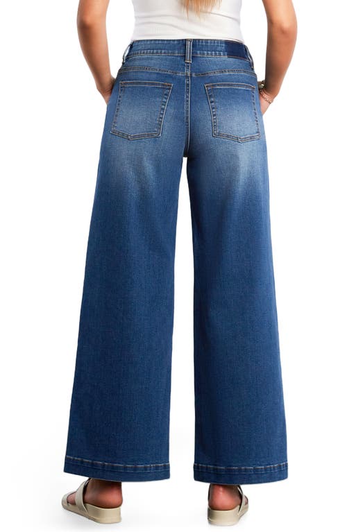 Hint Of Blu Jackie Side Slit High Waist Wide Leg Jeans In Blue