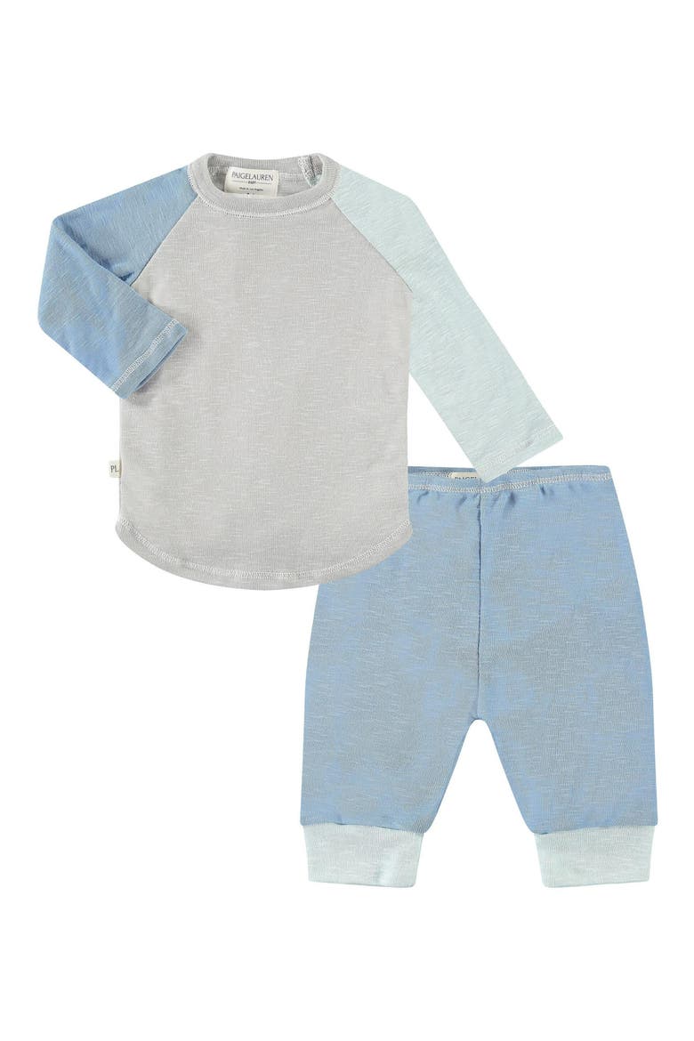 Color Block Long Sleeve Shirt & Pants Set, Main, color, BLUE/GREEN