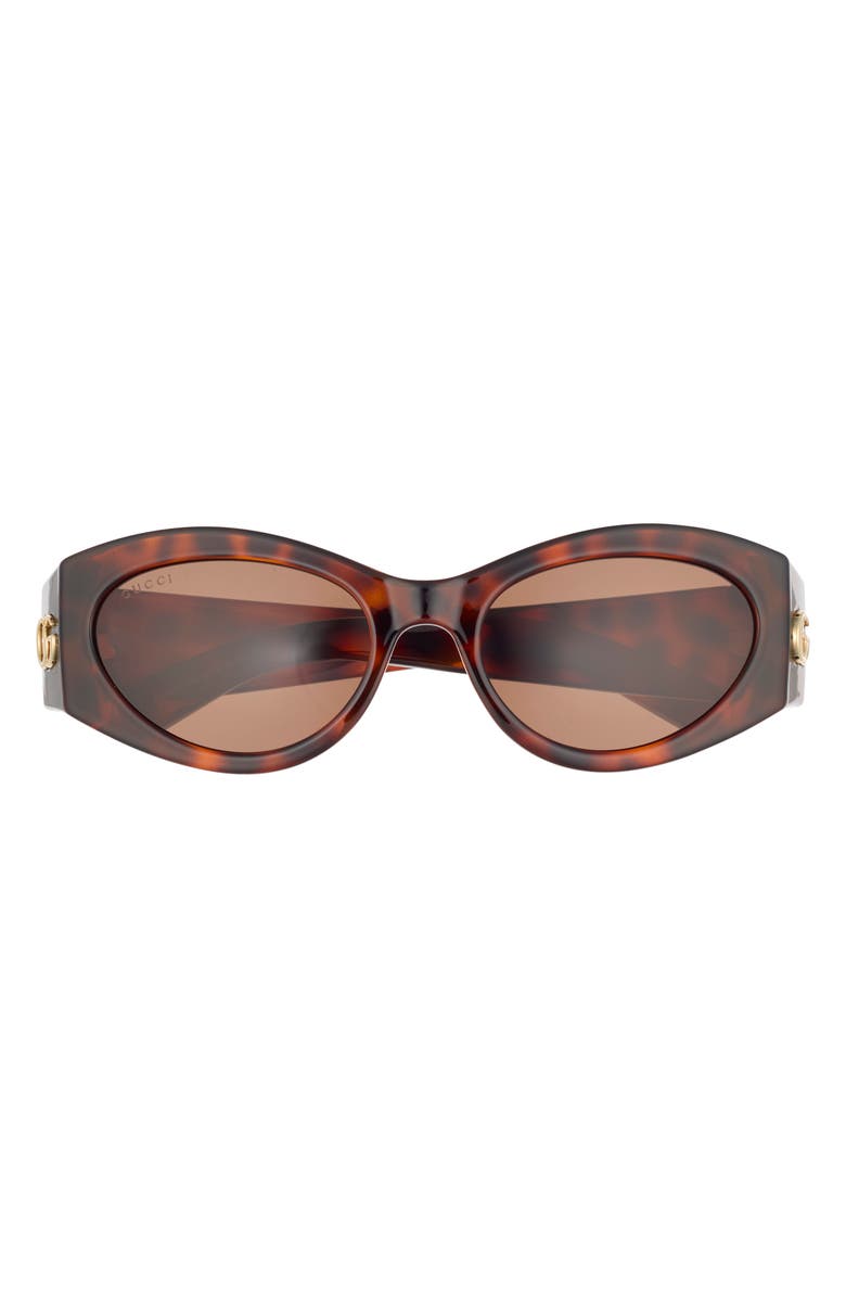 Gucci Core 53mm Oval Sunglasses, Main, color, Havana Havana Brown