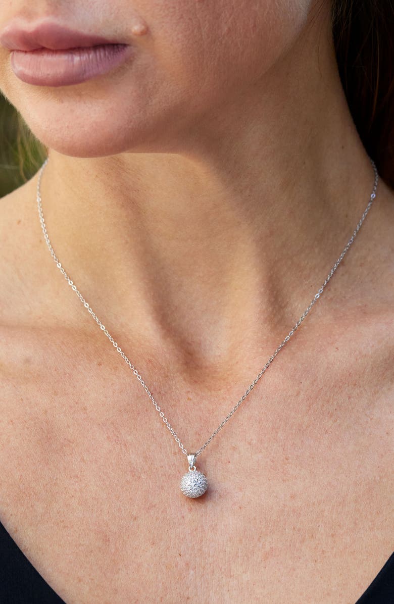 SAVVY CIE JEWELS Pavé Cubic Zirconia Pendant Necklace, Alternate, color, Silver