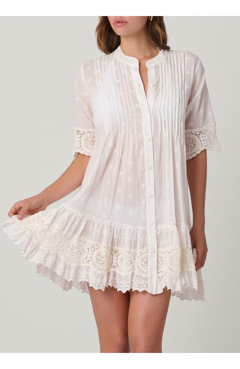 Shoshanna Milos Eyelet Mini Dress Cover Up, Main, color, Optic
