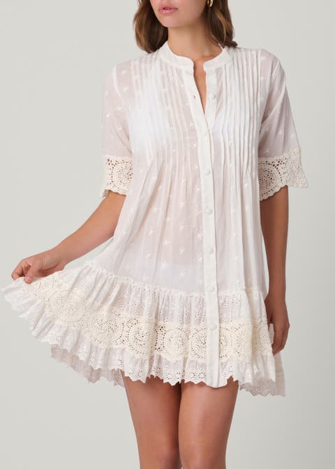 Milos Eyelet Mini Dress Cover Up