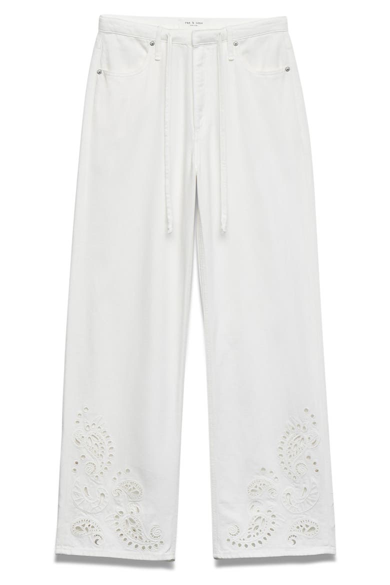Phoebe Wide Leg Drawstring Jeans, Alternate, color, WHITE YELET