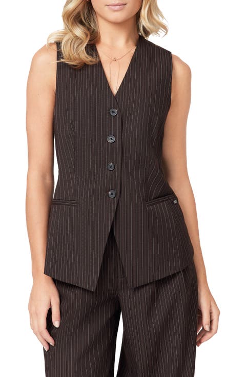 Pinstripe Longline Vest
