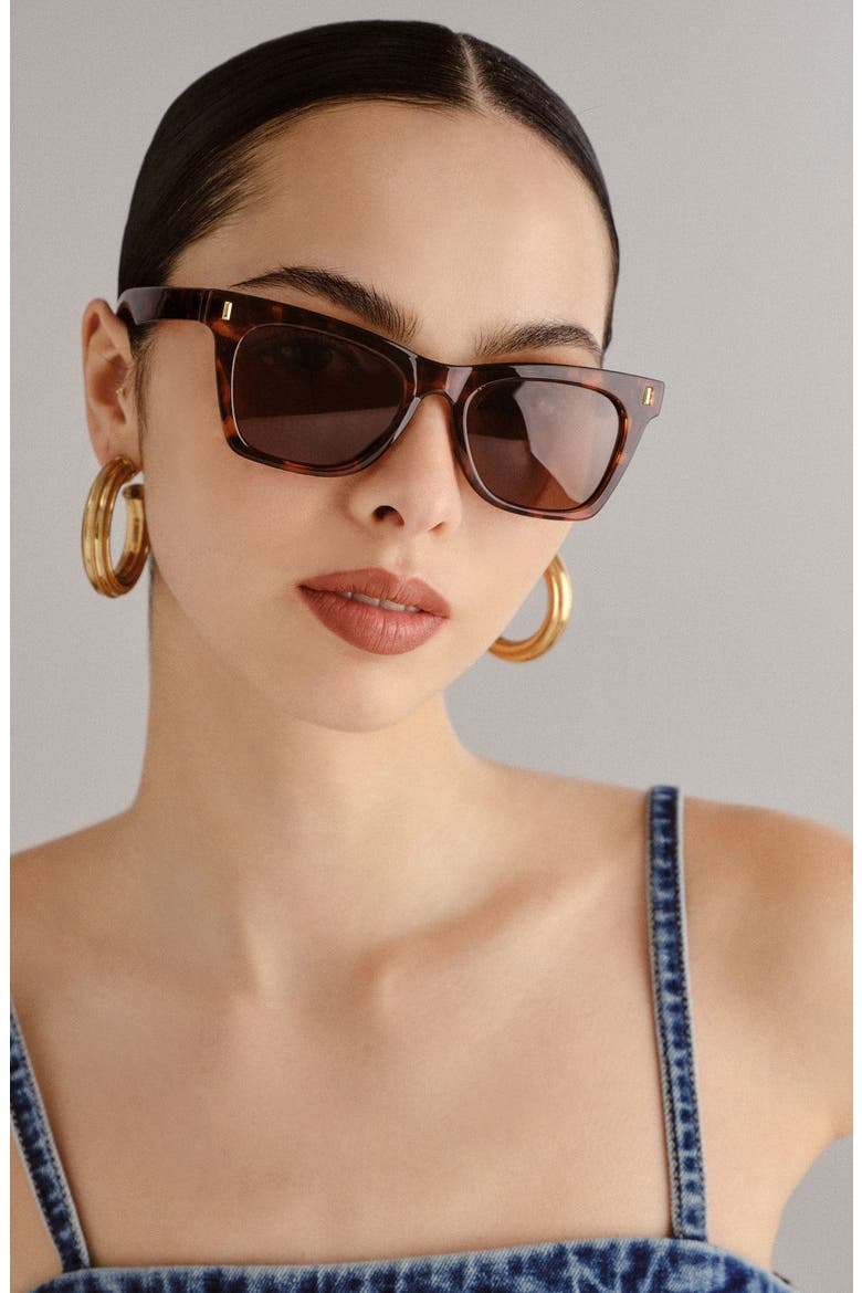 Bellatrix 48mm Gradient Small Cat Eye Sunglasses, Alternate, color, DARK TORT/BROWN MONO POL