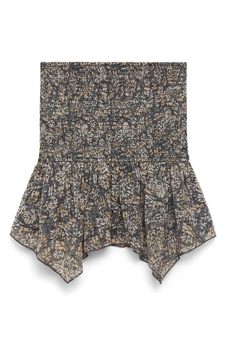 MANGO TEEN Smocked Handkercheif Hem Miniskirt, Alternate, color, Ecru