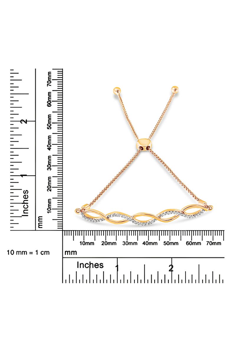 Haus of Brilliance Silver Diamond Infinity Twist Bolo Bracelet, Alternate, color, Yellow Gold Over Silver