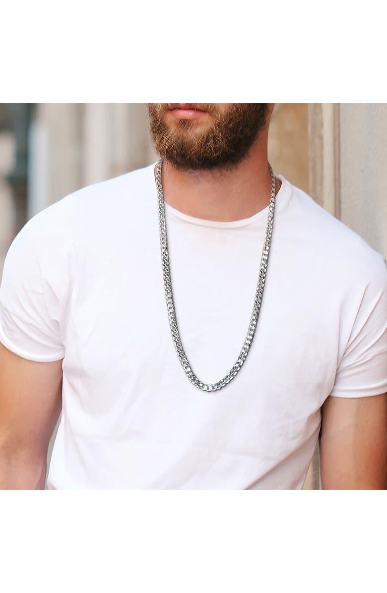 DELMAR Sterling Silver Bevel Curb Chain Necklace, Alternate, color, Silver