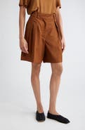 Róhe Pleated Wide Leg Virgin Wool Shorts