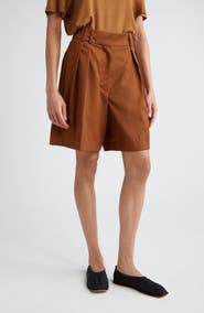 Róhe Pleated Wide Leg Virgin Wool Shorts