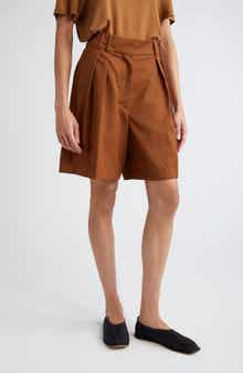 Róhe Pleated Wide Leg Virgin Wool Shorts