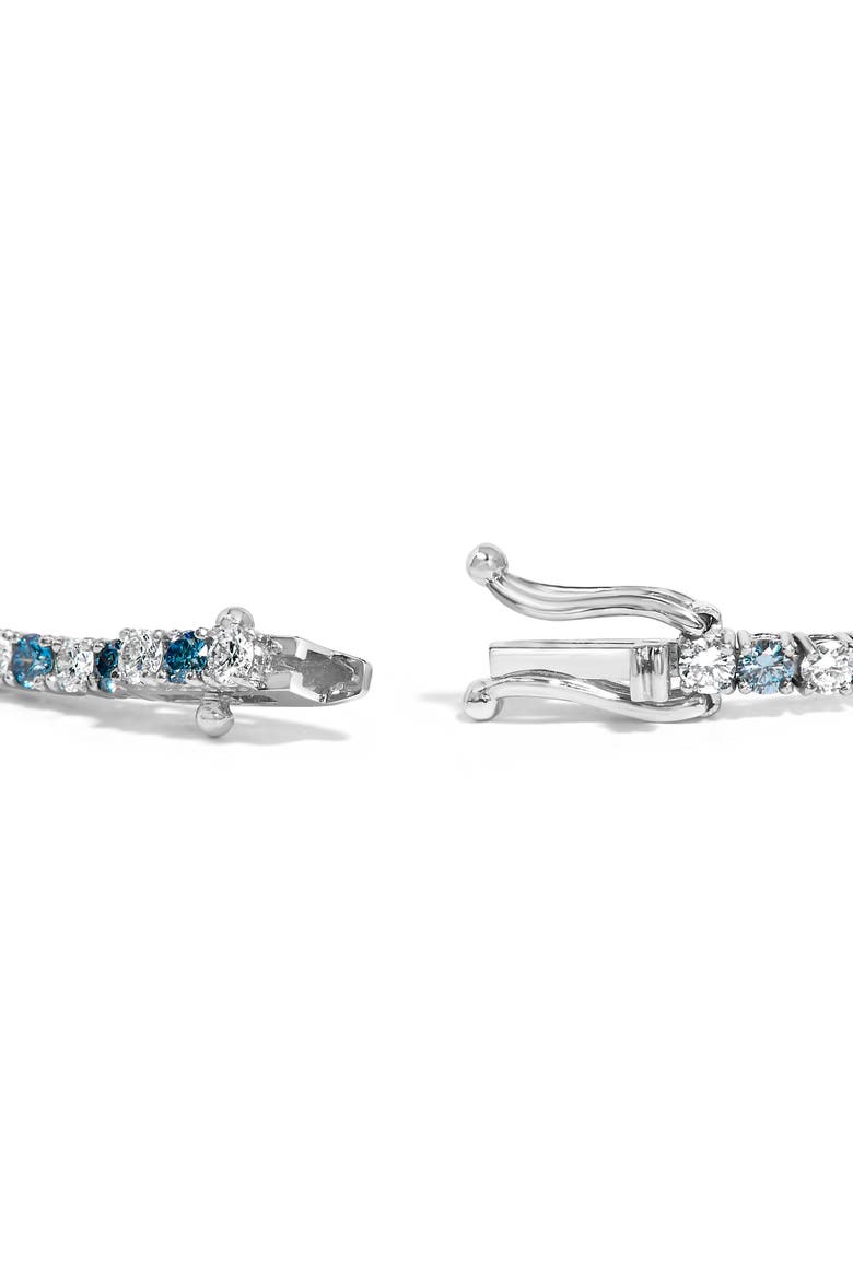 14K White Gold 4.0 Cttw White and Blue Lab Grown Diamond Tennis Bracelet, Alternate, color, White
