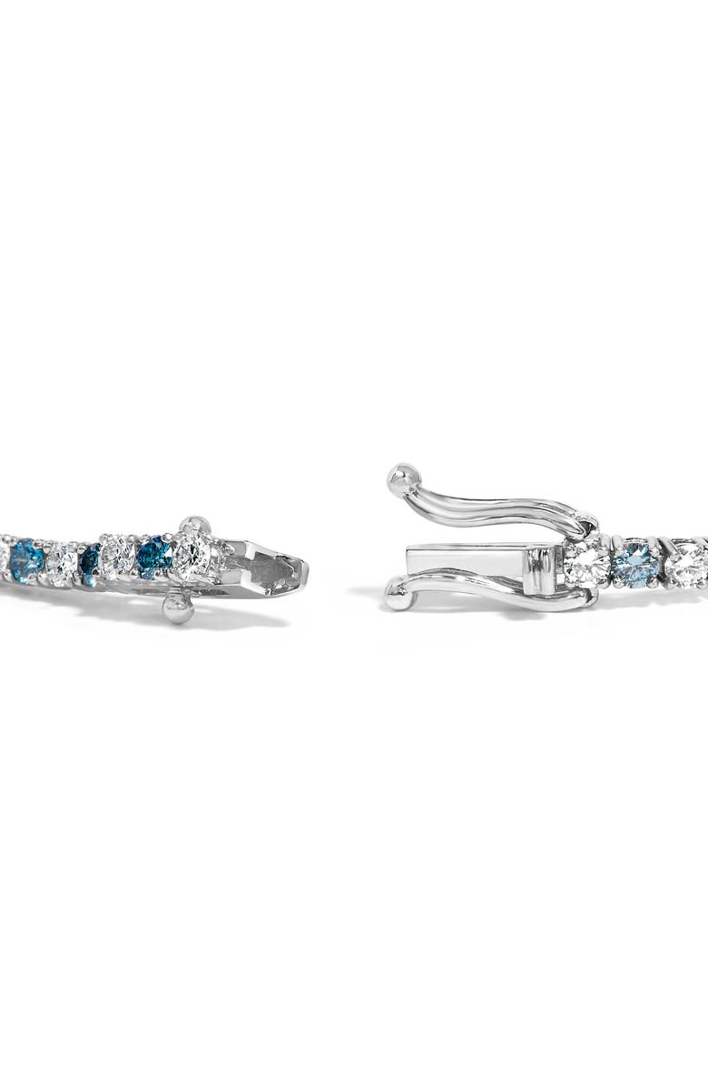 Haus of Brilliance 14K White Gold 4.0 Cttw White and Blue Lab Grown Diamond Tennis Bracelet, Alternate, color, White