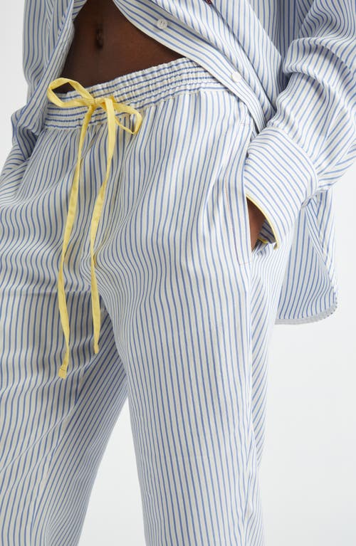 Victoria Beckham Pleat Detail Stripe Pajama Trousers In Blue