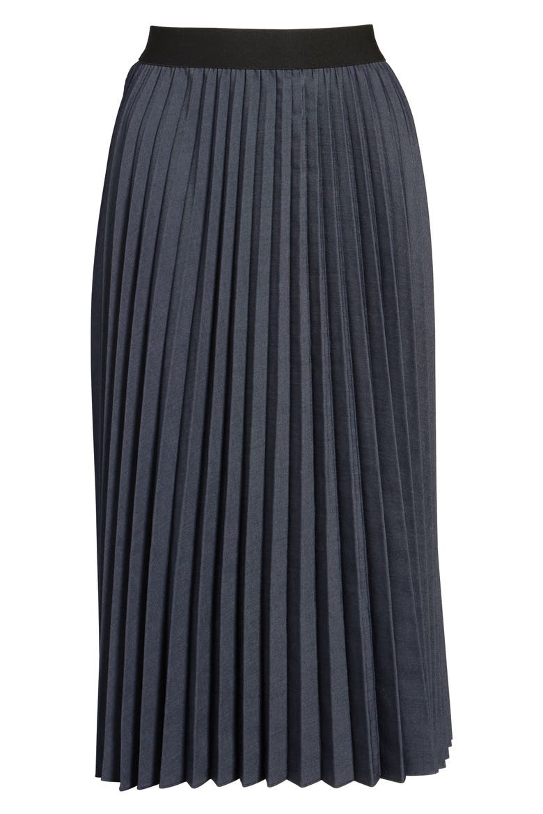 PLEATED MIDI SKIRT, Alternate, color, NAVY INDIGO