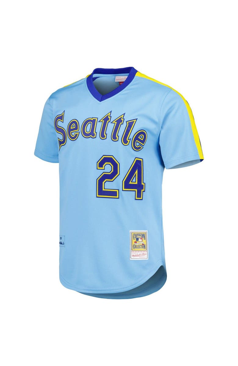 Mitchell & Ness Men's Mitchell & Ness Ken Griffey Jr. Light Blue Seattle Mariners Cooperstown Collection Authentic Jersey, Alternate, color,