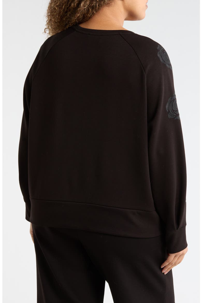 Rose Embroidered Scuba Top, Alternate, color, BLACK