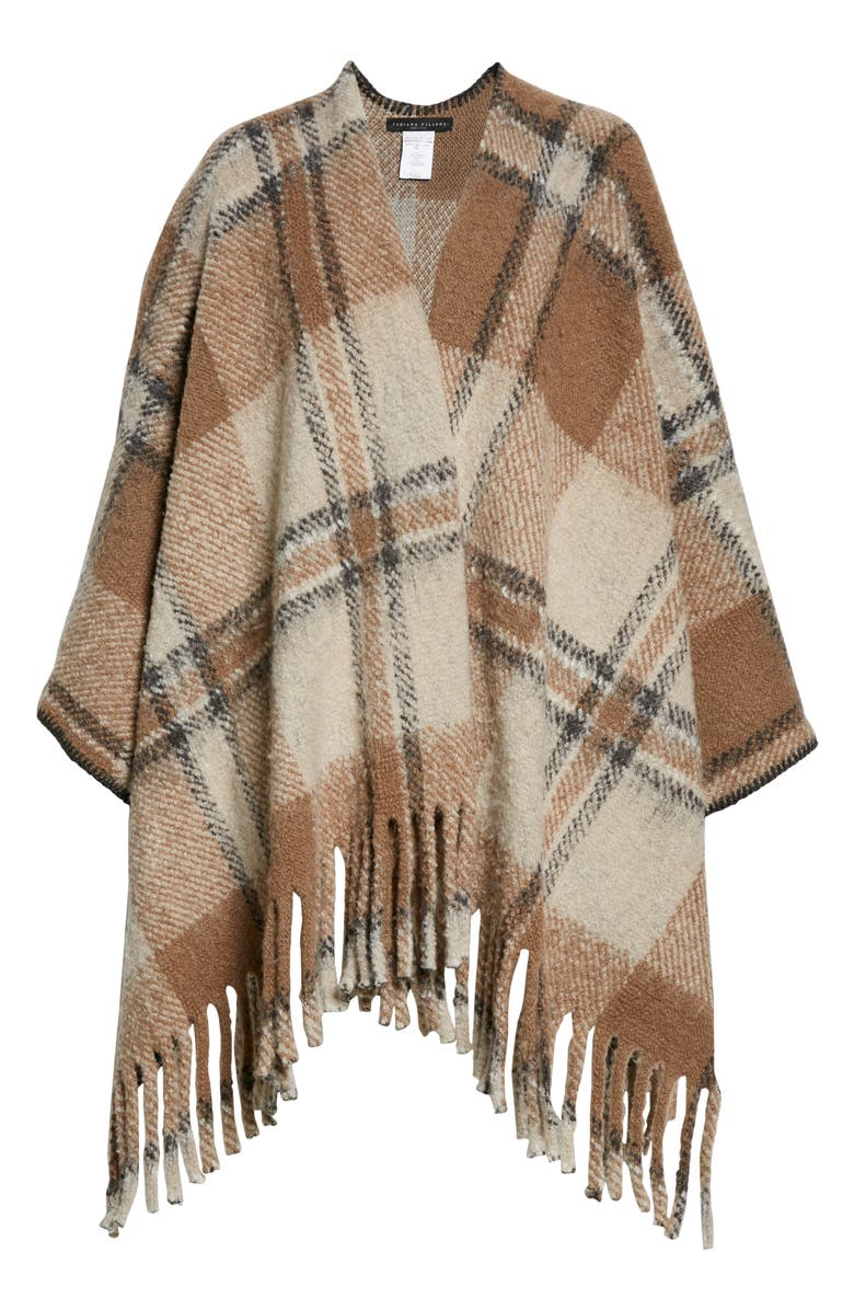 Fabiana Filippi Plaid Virgin Wool Blend Cape, Alternate, color, 