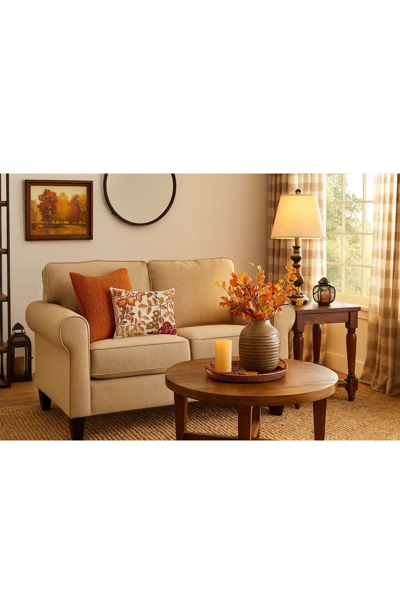 C&F Home Autumn Floral Leaves Handcrafted Small Long Accent Pillow 12" x 18", Alternate, color, Orange