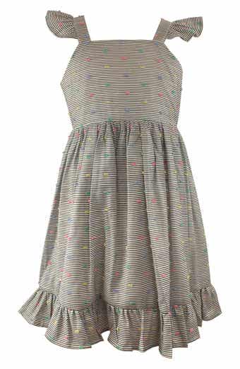 Kids' Stripe Clip Dot Cotton Party Dress
