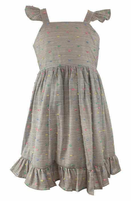 Popatu Kids' Stripe Clip Dot Cotton Party Dress