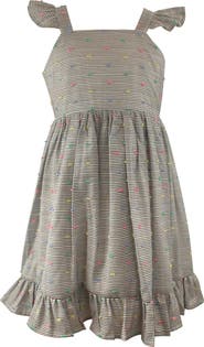Popatu Kids' Stripe Clip Dot Cotton Party Dress
