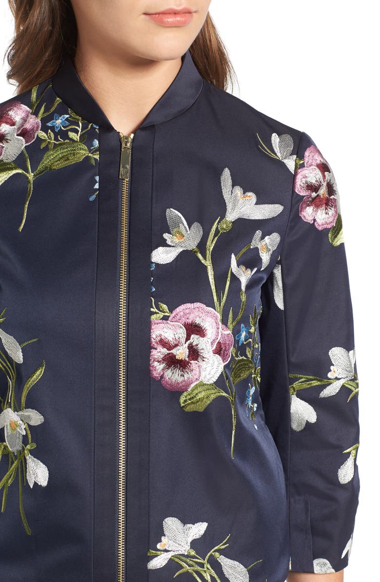 Ted Baker London Entangled Enchantment Embroidered Bomber Jacket, Alternate, color,
