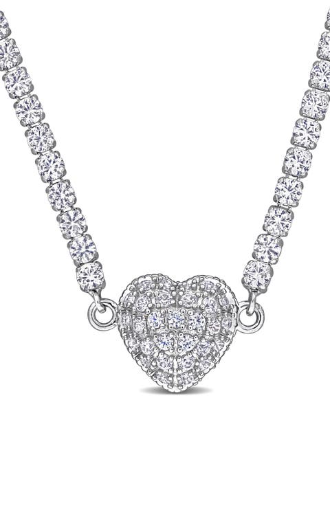 Lab Created White Sapphire Heart Necklace