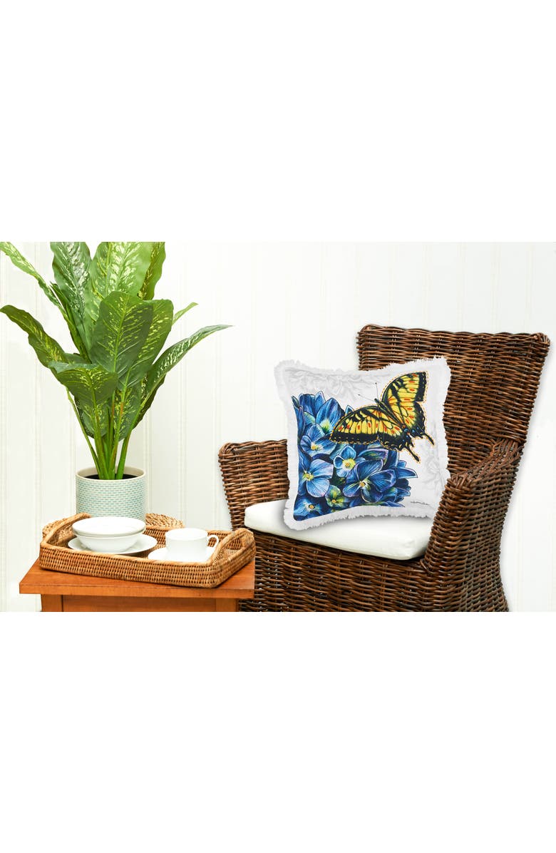 C&F Home Botanical Butterfly & Flowers HD Printed Cotton Blend Accent Throw Pillow 18" x 18", Alternate, color, White