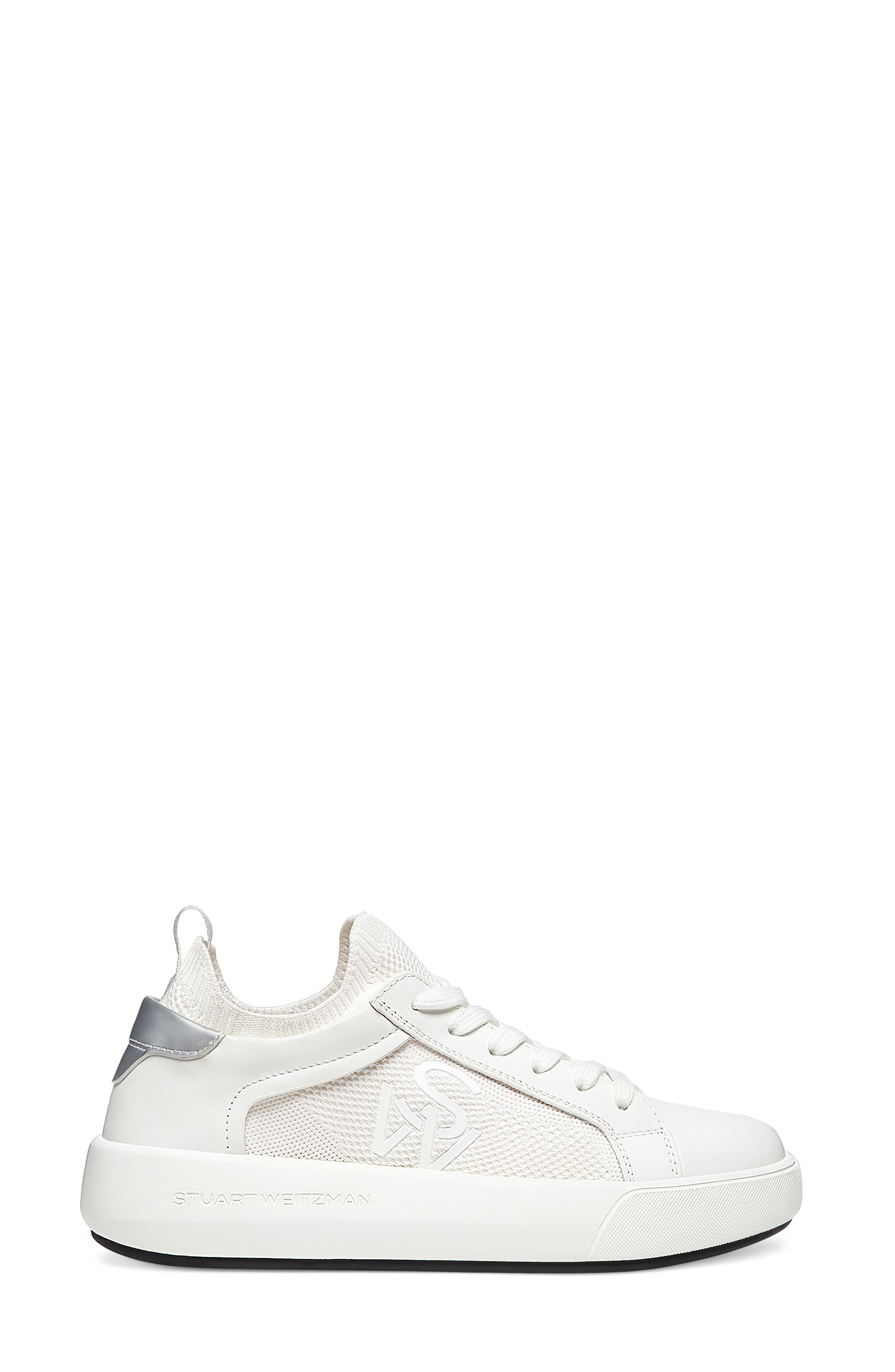 Stuart Weitzman 5050 Pro Sneaker, Alternate, color, White/ Silver Leather