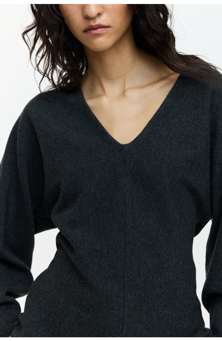 H&M Knitted V-neck Top, Alternate, color, Dark Gray