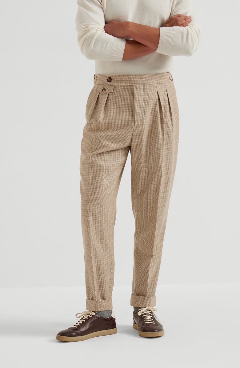 Brunello Cucinelli Houndstooth trousers, Alternate, color, Beige