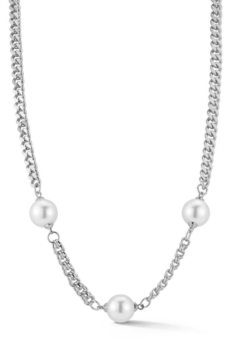 CHLOE AND MADISON 11.7mm Cultured Pearl Station Chain Necklace, Main, color, 