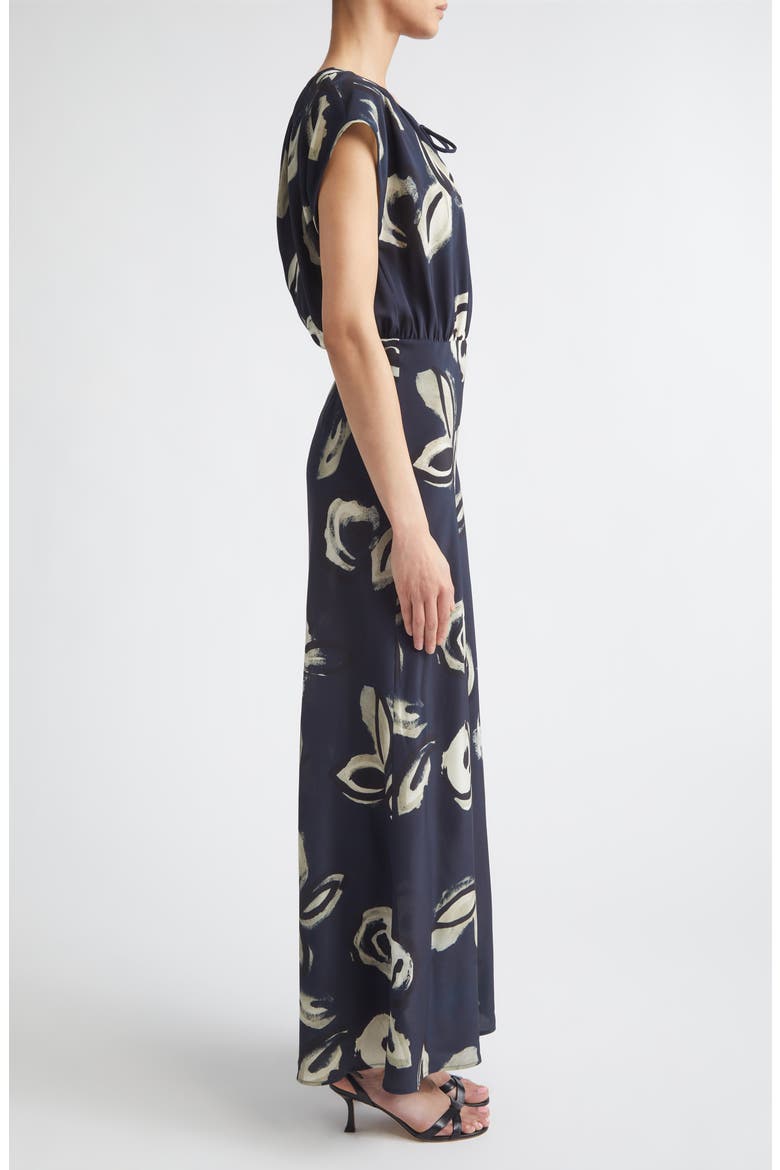 Floral Print Silk Maxi Dress, Alternate, color, ULTRAMARINE