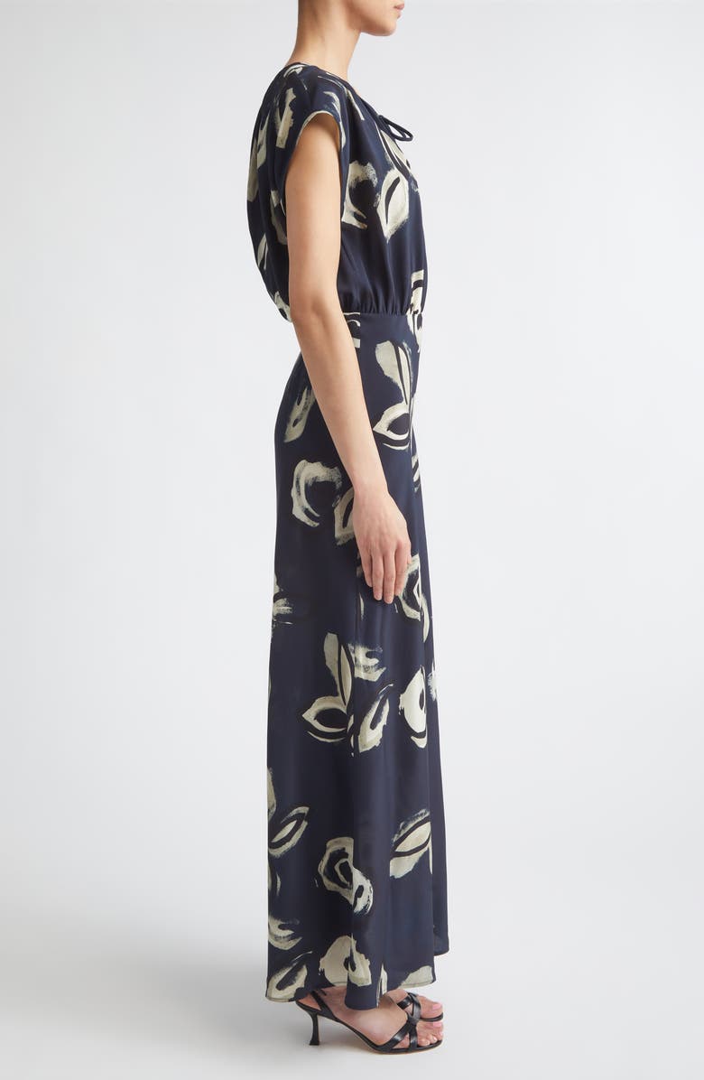 Max Mara Floral Print Silk Maxi Dress, Alternate, color, Ultramarine