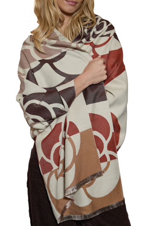 Abstract Floral Reversible Scarf